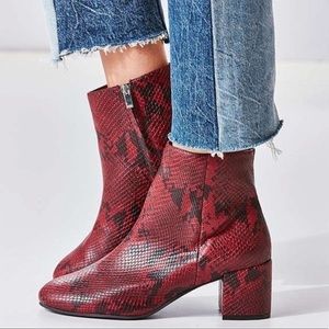 Urban Outfitters Faux Red Snake Print Booties